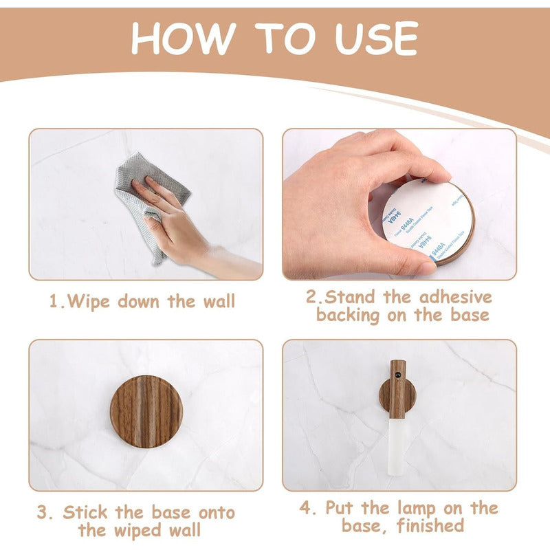 Aplique De Luz A Bateria Lampara Usb Magnetico Pared Muro Marrón