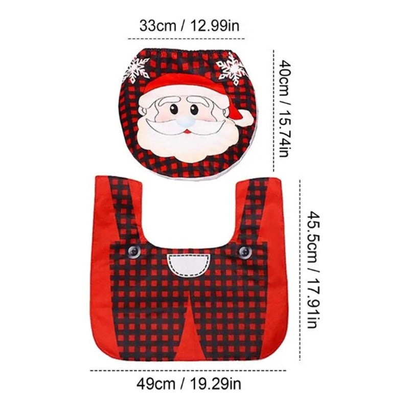 Set De Fundas Navideñas Juego De Baño Decoracion Navidad 2pz Diseño Santa