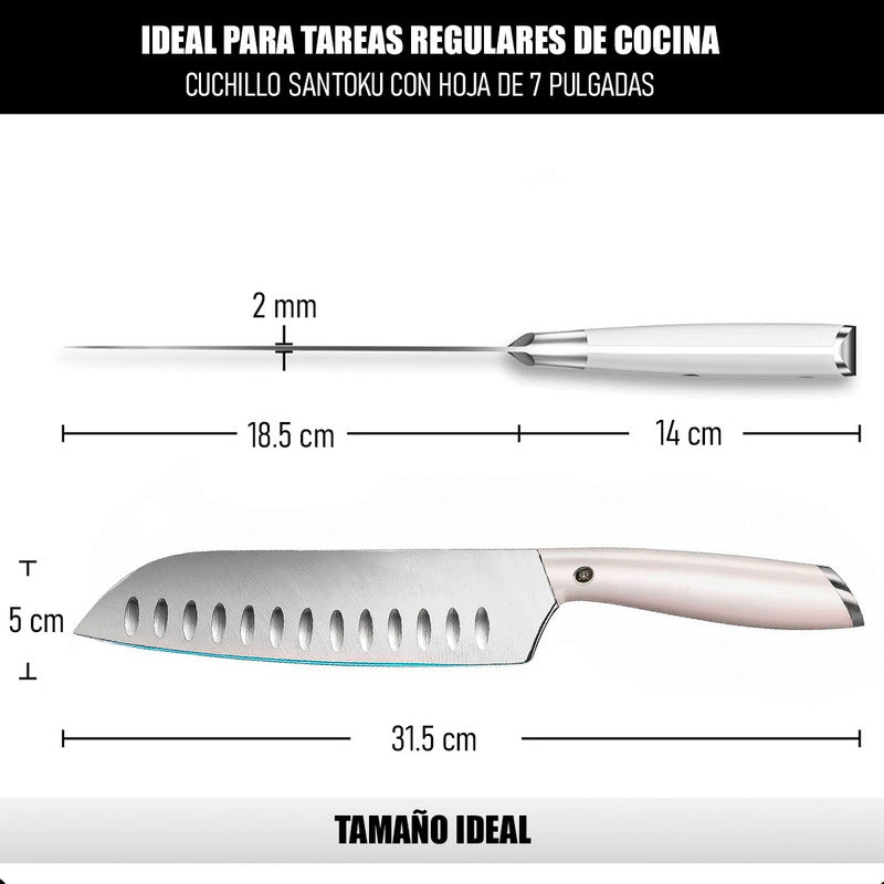 Cuchillo Carnicero Cuchillo De Cocina Cuchillo Chef Santoku Blanco