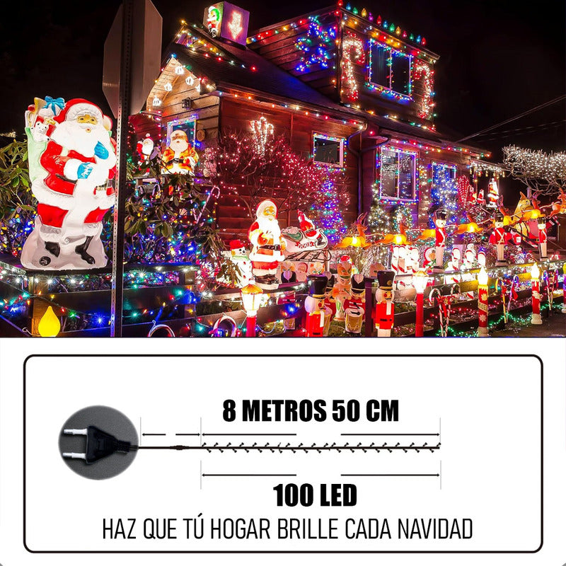 Luces Navidad Guirnalda 100 Led Luces Navideñas Exterior Led Multicolor