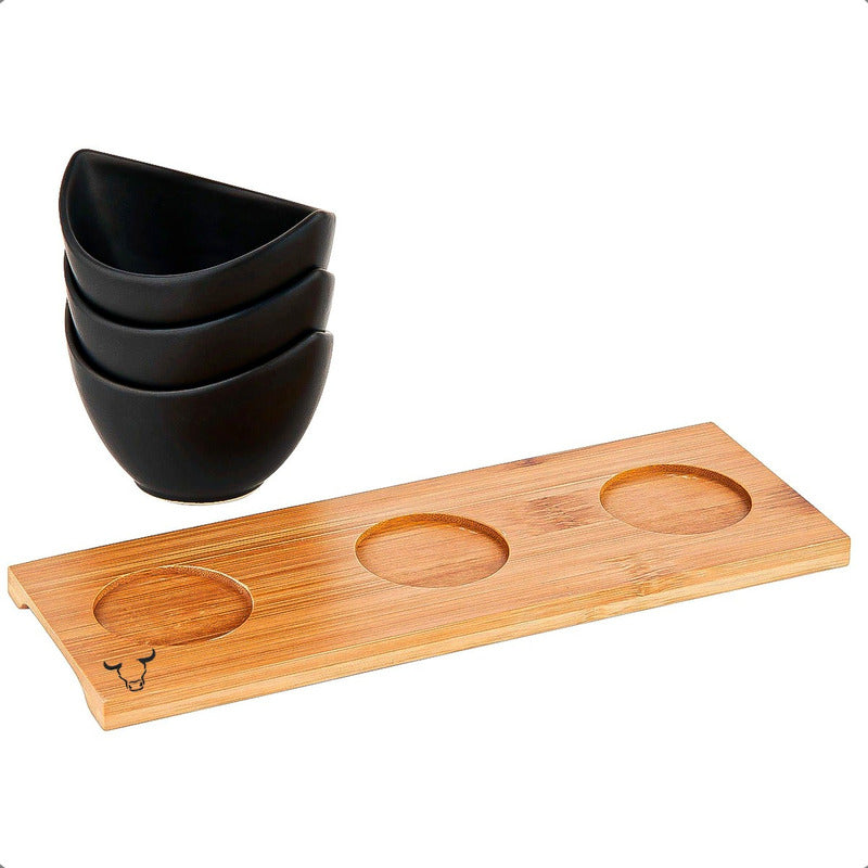 Bowl De Caramica Cuencos Aperitivo Set 3 Bowl Aperitivo Wayu Negro