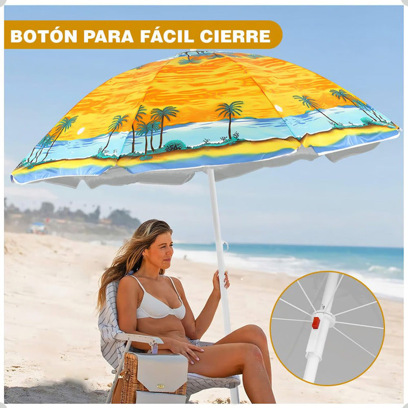 Quitasol Grande Sombrilla De Playa Verano Paraguas 150 Cm