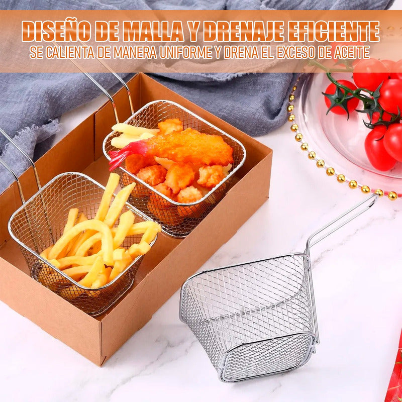 Canasto Papas Fritas Pack 2 Cesta De Freir Cesta De Freidora
