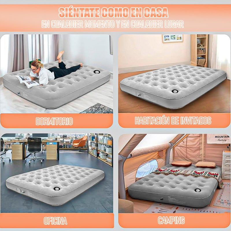 Colchón Inflable Coleman Colchon Con Inflador De Pie Doble Gris