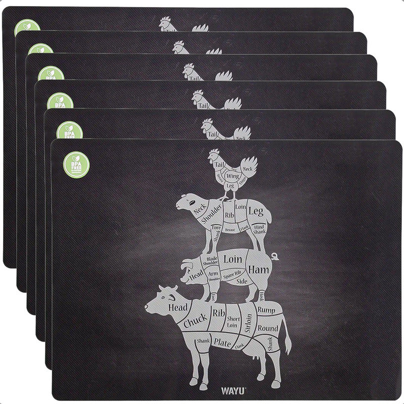 Individual Para Mesa Wayu Pack 6 Individuales Rectangulares Gris Oscuro