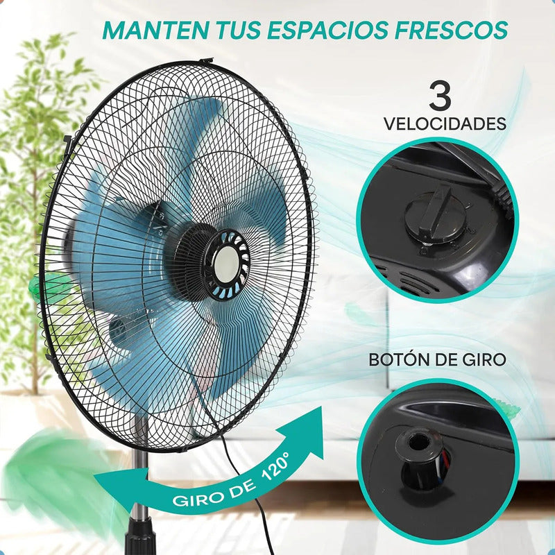 Ventiladores Metalicos Ventilador Pedestal Ventilador Indoor Ventiladores Pie Turbo Aspas Metalicas 50hz Ventilador Pared 5 Aspas 50w 3 Velocidades Diametro 50cm Okshop