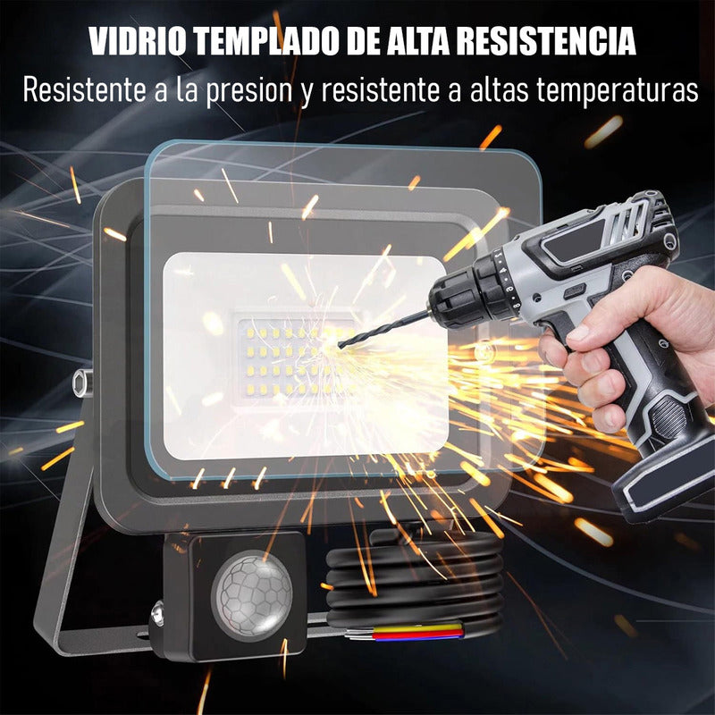 Reflector Foco Led Sensor Movimiento Proyector Focos Led 50w Negro Blanca
