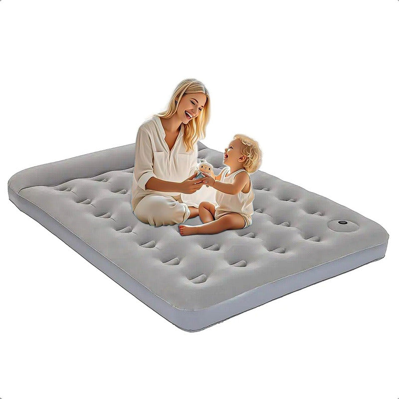 Colchón Inflable Coleman Colchon Con Inflador De Pie Doble Gris