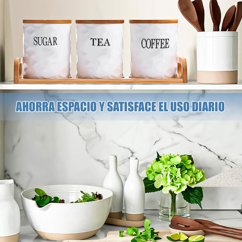 Set 3 Contenedores Hermeticos Frascos Hermeticos Ceramica Blanco