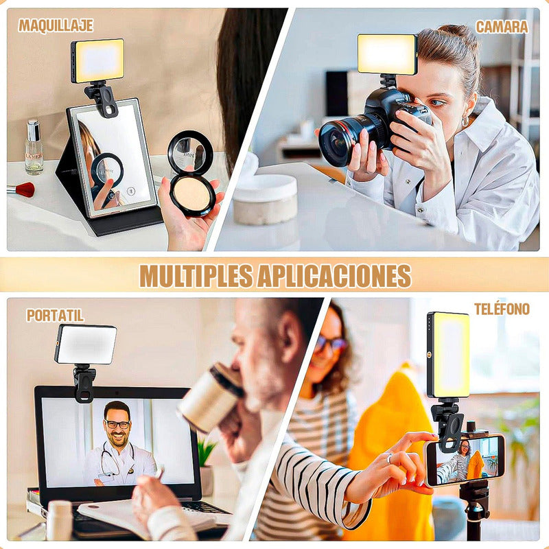 Iluminadores Camara Luz Led Recargable Luces Para Fotografia Negro Cálido/neutro/frio