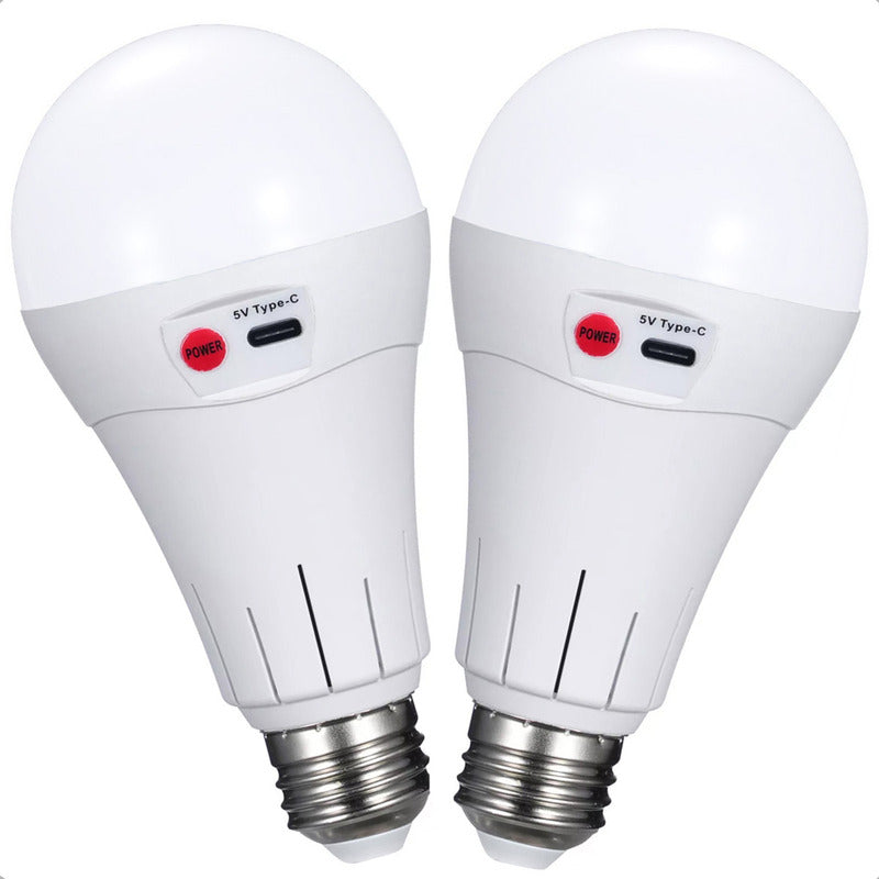 Pack X2 Ampolleta Recargable Ampolleta E27 Ampolleta Usb 15w Blanco