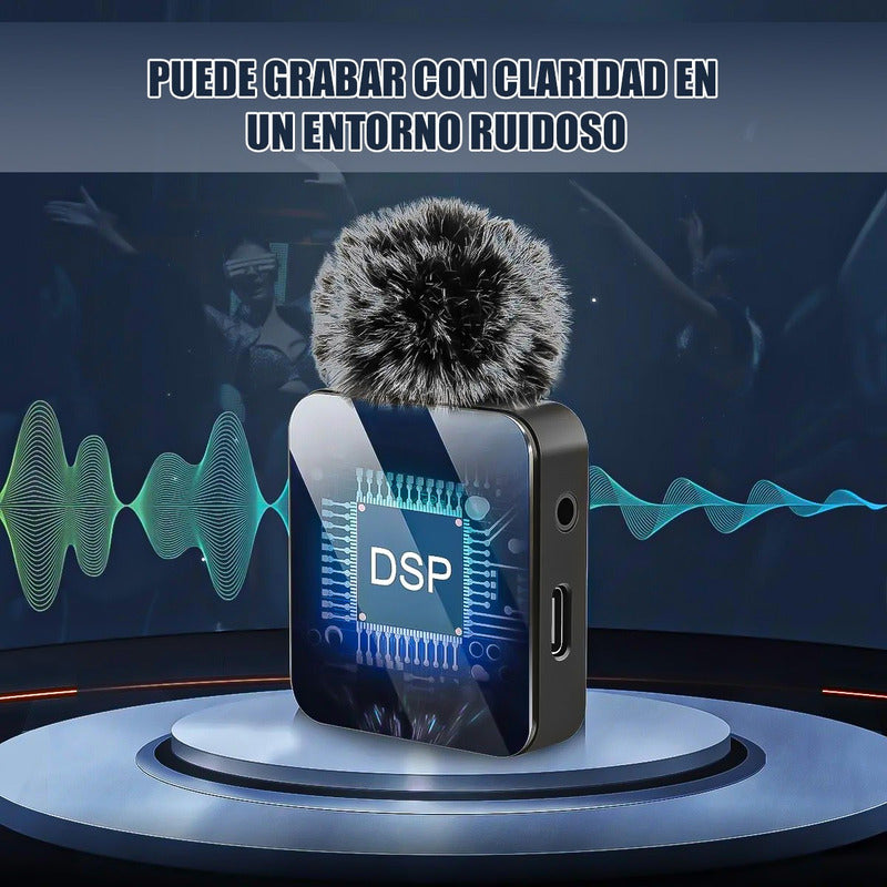 Micrófono Inalámbrico Dual Micrófono Lavalier Inalámbrico Negro