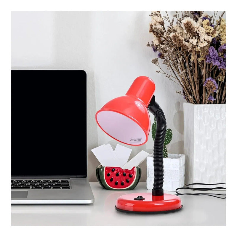 Lampara Escritorio Flexible Lamparas Metalicas Velador Lampara Lectura Lamparas De Escritorio Incandescente Cuello Flexible Metal Lampara Estudio Led Mesa Halogena E27 Rojo Okshop