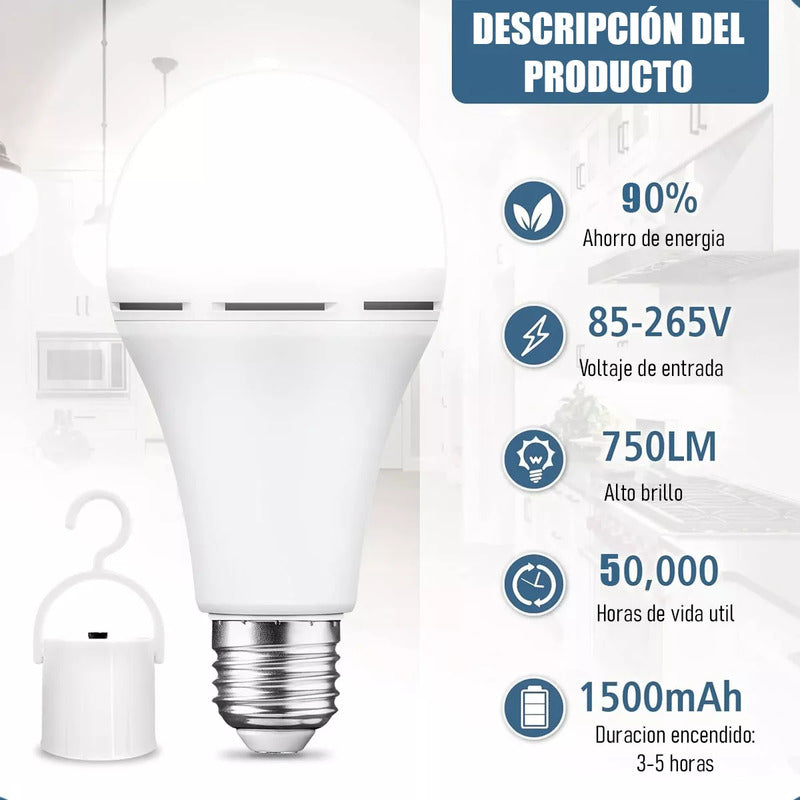 Ampolleta Led Tipo Bulbo 800lm Okshop Ampolleta Blanca Recargable 6.500k Usb Ampolletas Portables Inteligentes Camping Ampolleta Recargable Ampolleta E27 Ampolleta Emergencia 9w