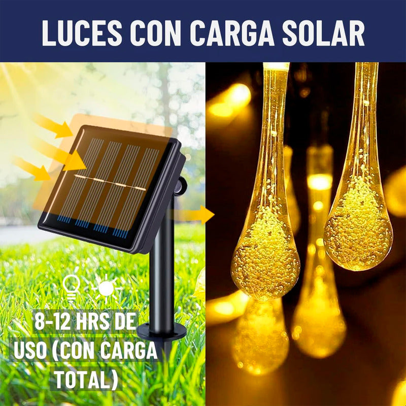Luces Navidad Guirnaldas Solares Luces De Navidad Solares 6m Cálida
