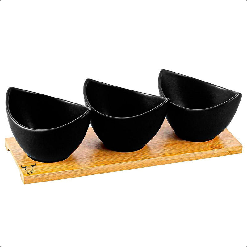 Bowl De Caramica Cuencos Aperitivo Set 3 Bowl Aperitivo Wayu Negro