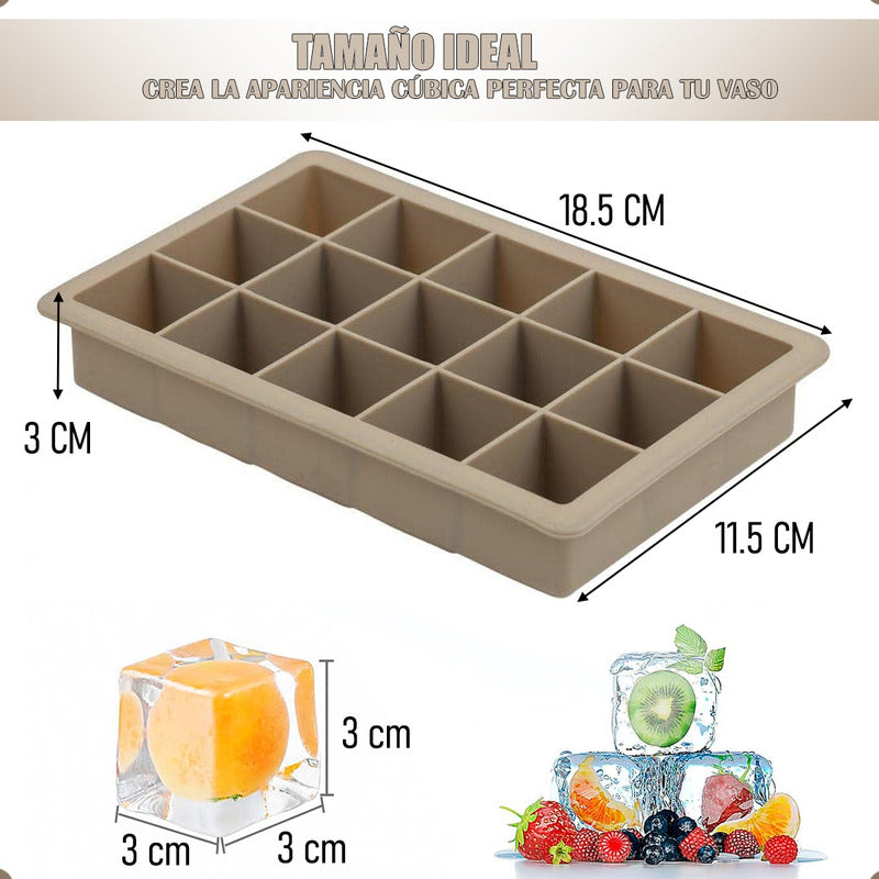 Pack X2 Molde Hielo Cubetas De Hielo Bandeja Silicona Hielo Marrón