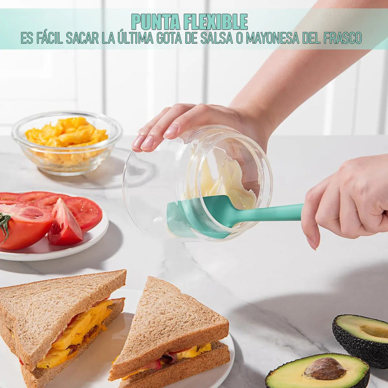 Pack De 2 Espátulas De Silicona Okshop Multiuso Para Repostería, 27 Cm Verde Pastel