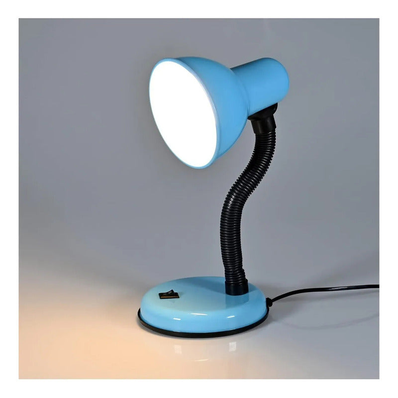 Lampara Escritorio Flexible Lamparas Metalicas Velador Lampara Lectura Lamparas De Escritorio Incandescente Cuello Flexible Metal Lampara Estudio Led Mesa Halogena E27 Azul Okshop