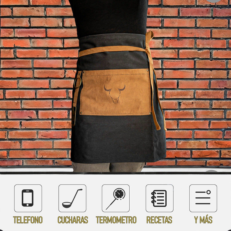 Delantal Parrillero Wayu Pechera Cocina Mandiles Cocina Wayu Negro Destapador