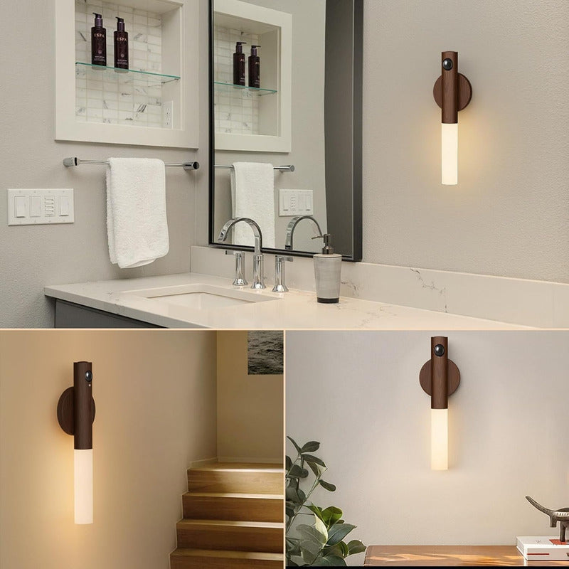 Aplique De Luz A Bateria Lampara Usb Magnetico Pared Muro X2 Marrón