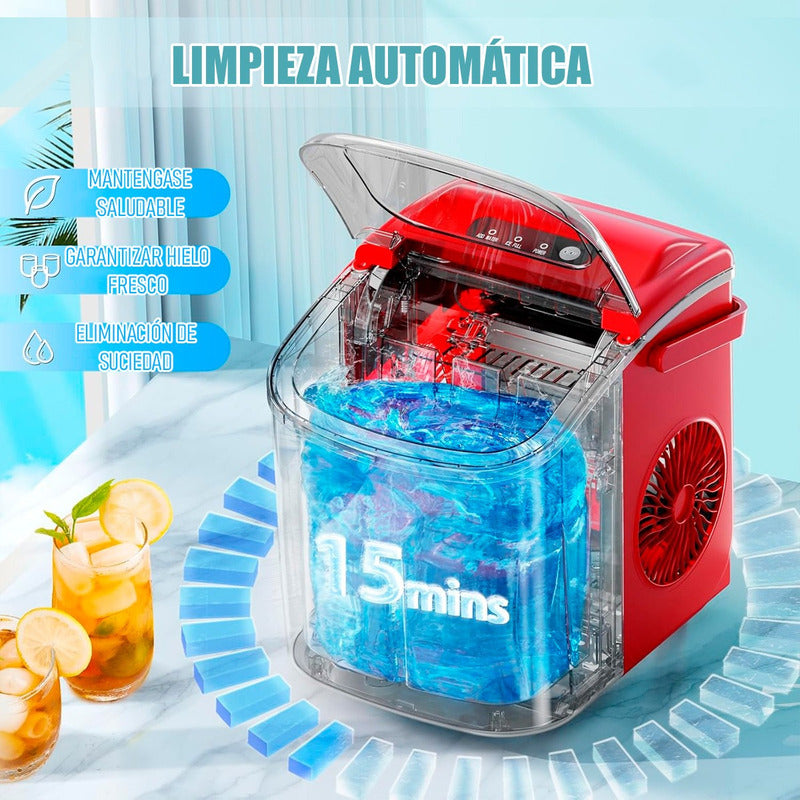 Maquina De Hielo Máquina Portátil Para Hacer Hielo Hieleras Rojo