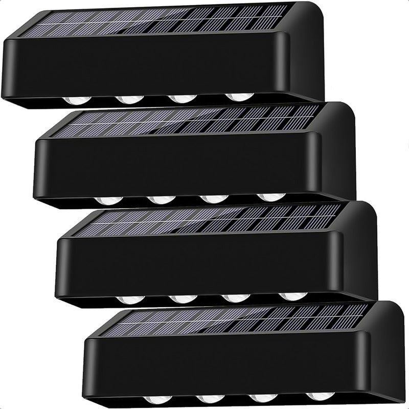 Pack X4 Aplique Exterior Solar Foco Pared Aplique De Pared Negro/cálida