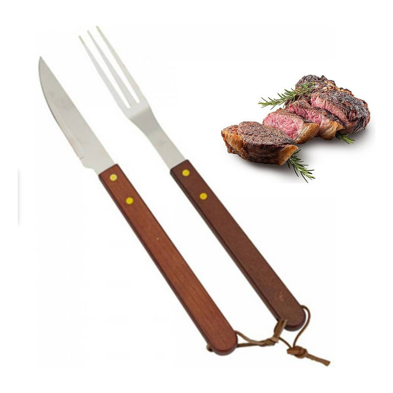 Set Parrillero Para Asado Kit Parrillero Cuchillo + Tenedor