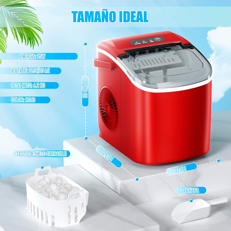 Maquina De Hielo Máquina Portátil Para Hacer Hielo Hieleras Rojo