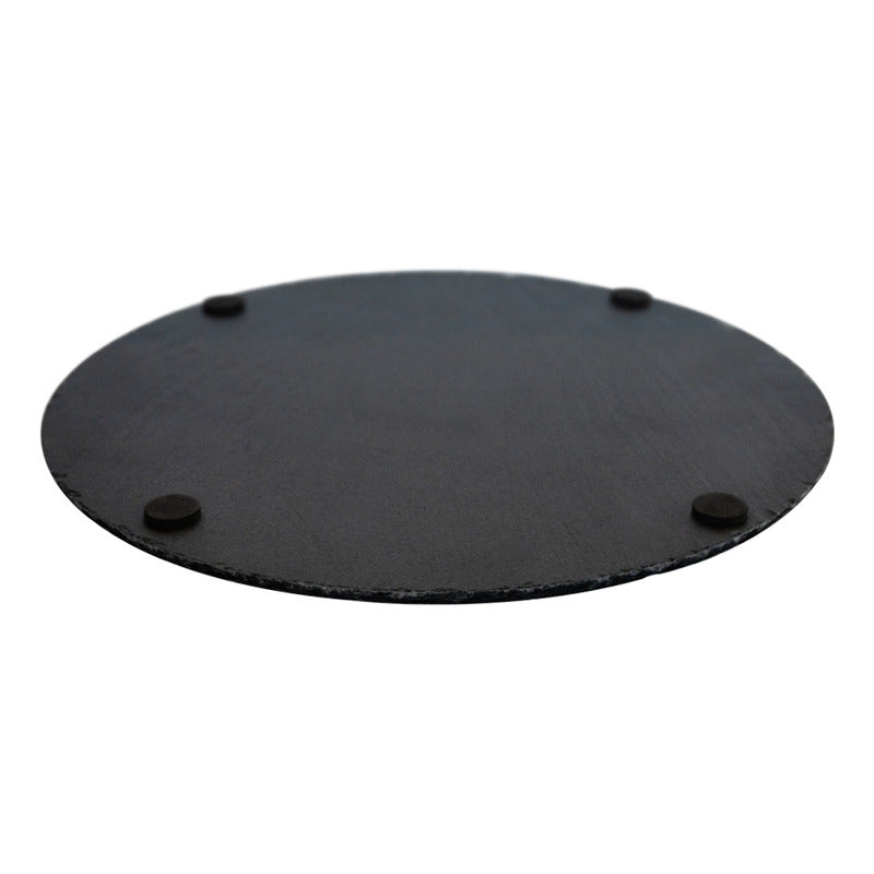 Plato Redondo Piedra Pizarra 25 Cm Wayu Color Negro