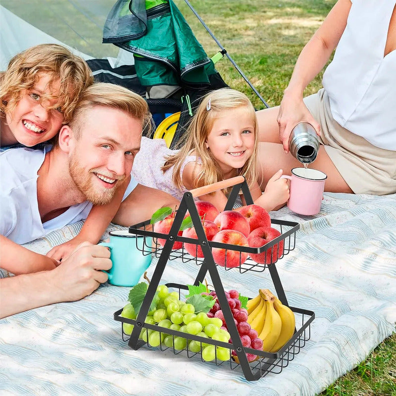 Cestos De Frutas Metalico Frutero De Mesa 2 Niveles Pack 2 Cesta Frutas Multifuncional Vegetales Organizador Multiusos Hierro Frutero Mesa Impermeable Desmontable Okshop