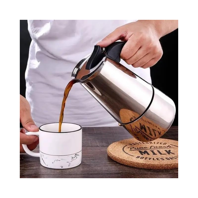 Cafetera Italiana Acero Inoxidable Capacidad 4 Tazas Express Plateado