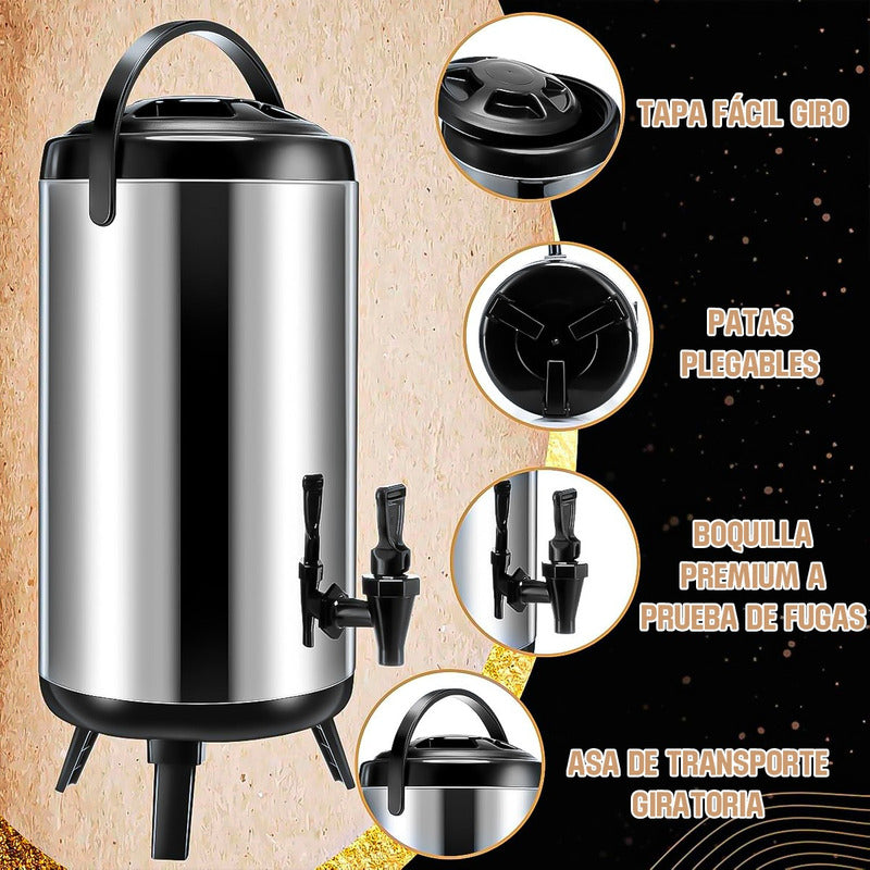 Termo De Agua Caliente Termo Para Cafe Termo Para Agua 12 Lt Plateado/negro