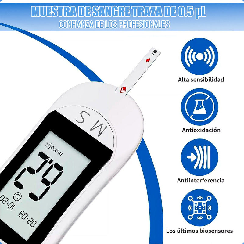 Medidor De Glucosa Digital Glucometro Maquina Medir Glucosa