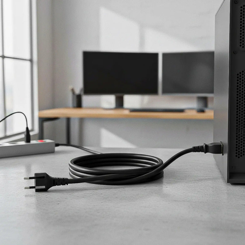 Pack 4 Cable Alimentación Cable Poder 3 Clavijas Cable 1.5m Negro