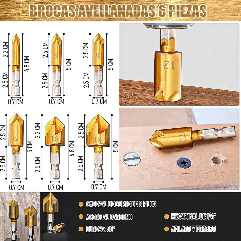 Brocas De Taladro Brocas Avellanadoras Set 23 Brocas Carpint