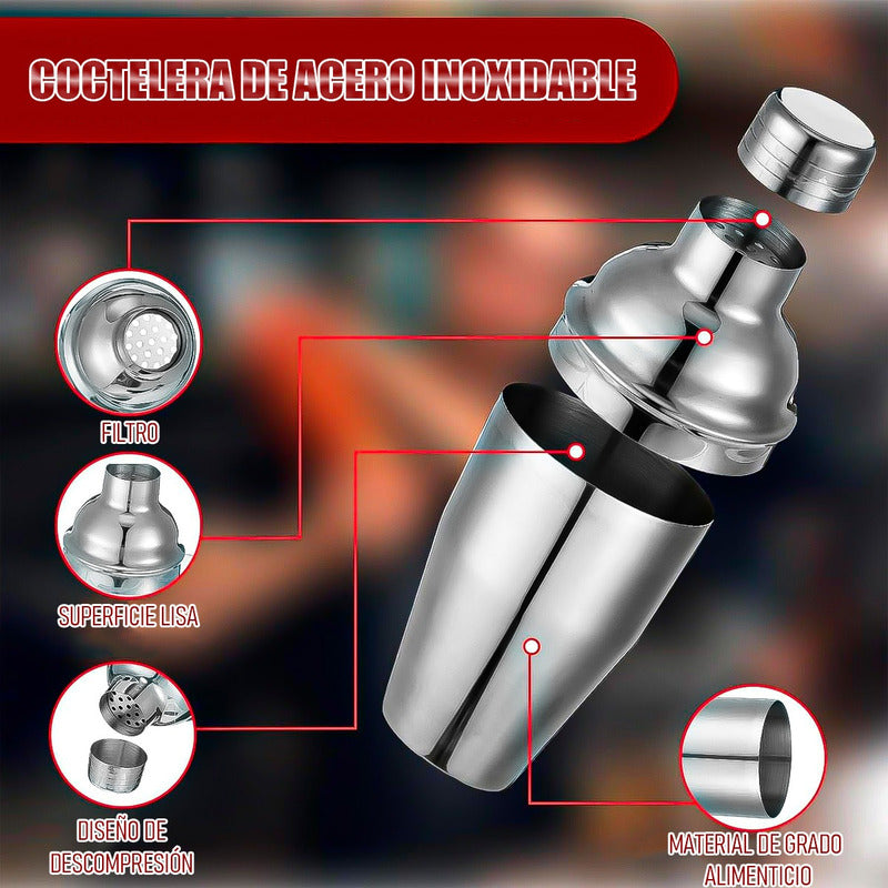 Coctelera Profesional Vaso Coctelero Acero Inoxidable 500ml Acero Inoxidable