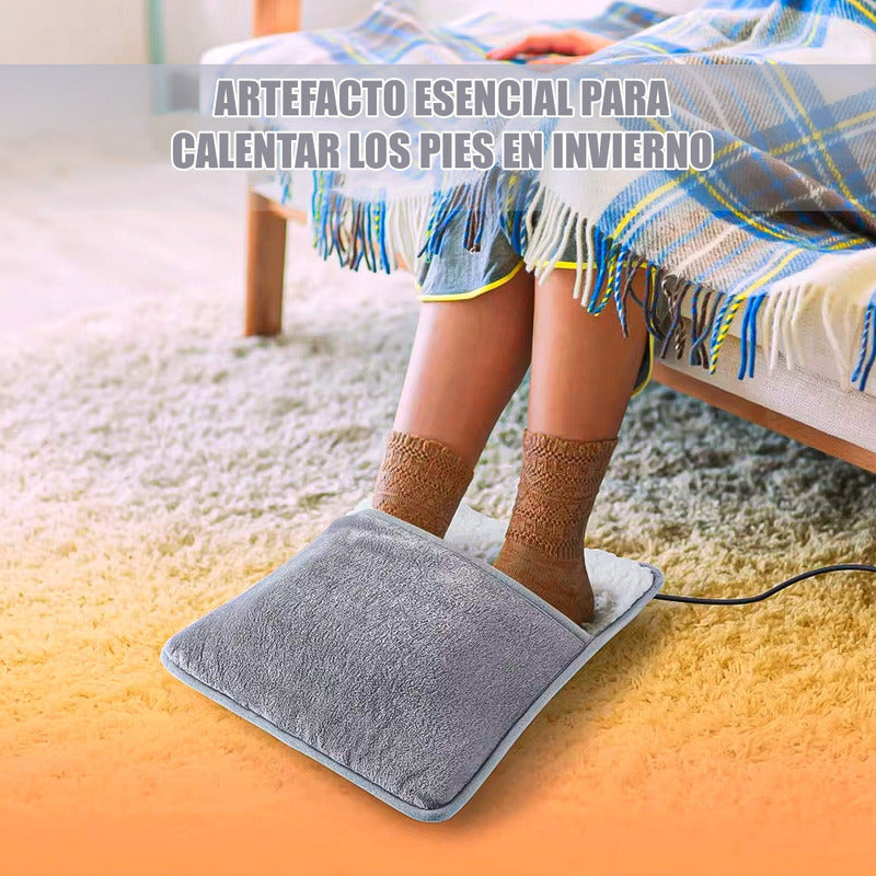 Calienta Pies Calentador Pies Eléctrico Pack 2 Almohadilla Gris Liso
