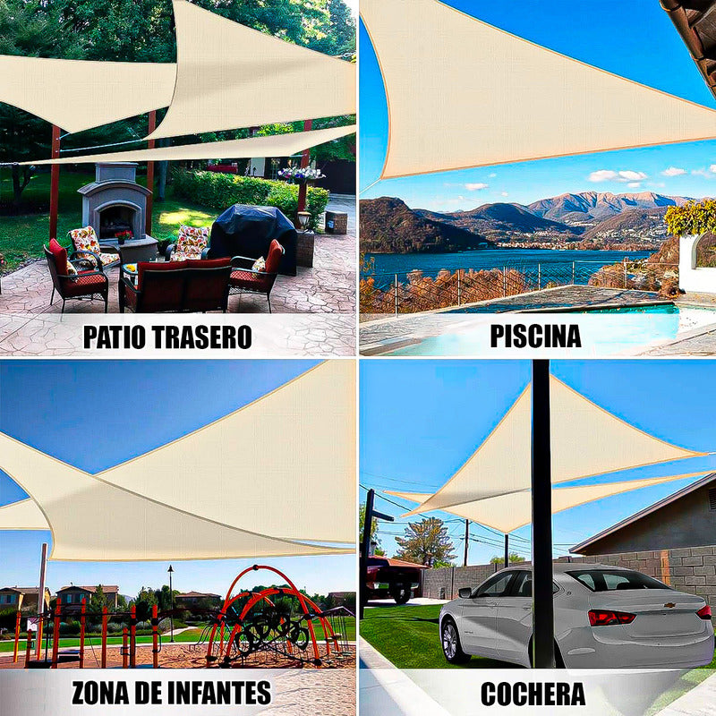 Toldo Triangular 3x3x3 Toldo Vela Impermeable Toldo Terraza Beige