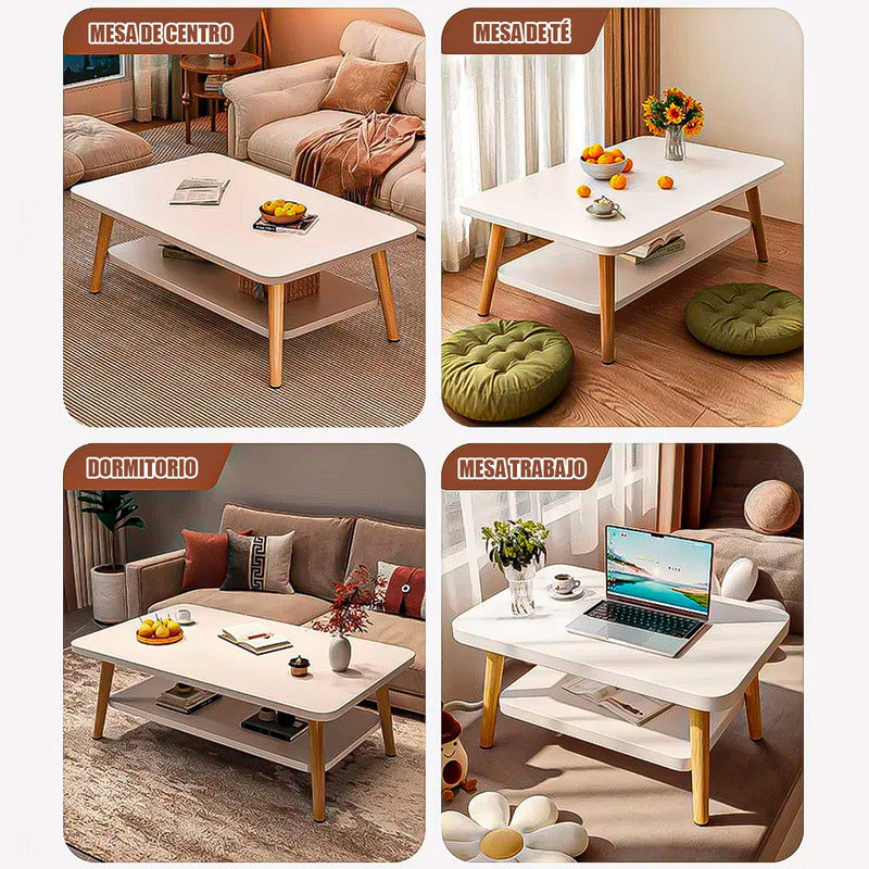 Mesa Centro Grande Mesas Centro Mesa Auxiliar Mesa 2 Niveles Blanco