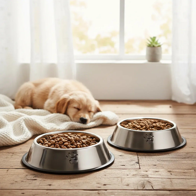 Pack 2 Plato Perro Comedero Perro Contenedor Comida Perro Gris