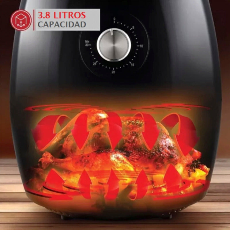 Airfryer Power Air Fryer Freidora Al Aire Sin Aceite 3,8 Lts Negro