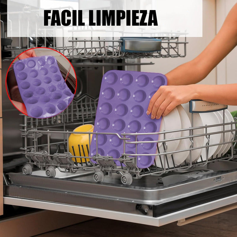Pack 2 Molde Silicon Reposteria Moldes Cupcakes 24 Cup Horno