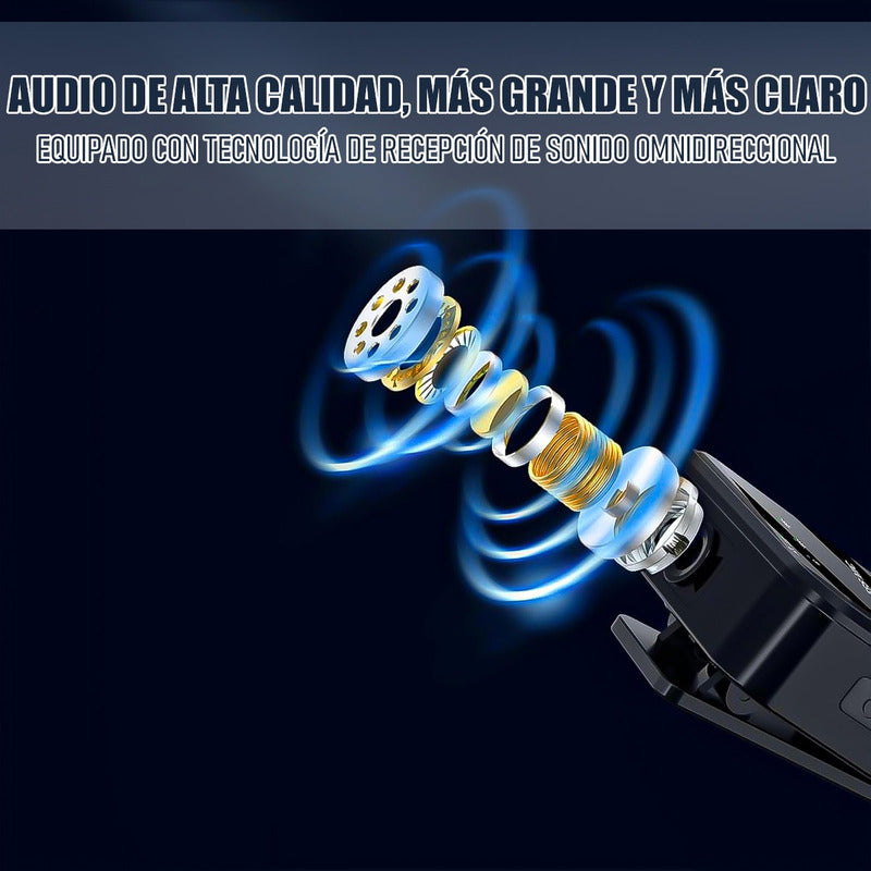 Micrófono Inalámbrico Dual Micrófono Lavalier Inalámbrico Negro