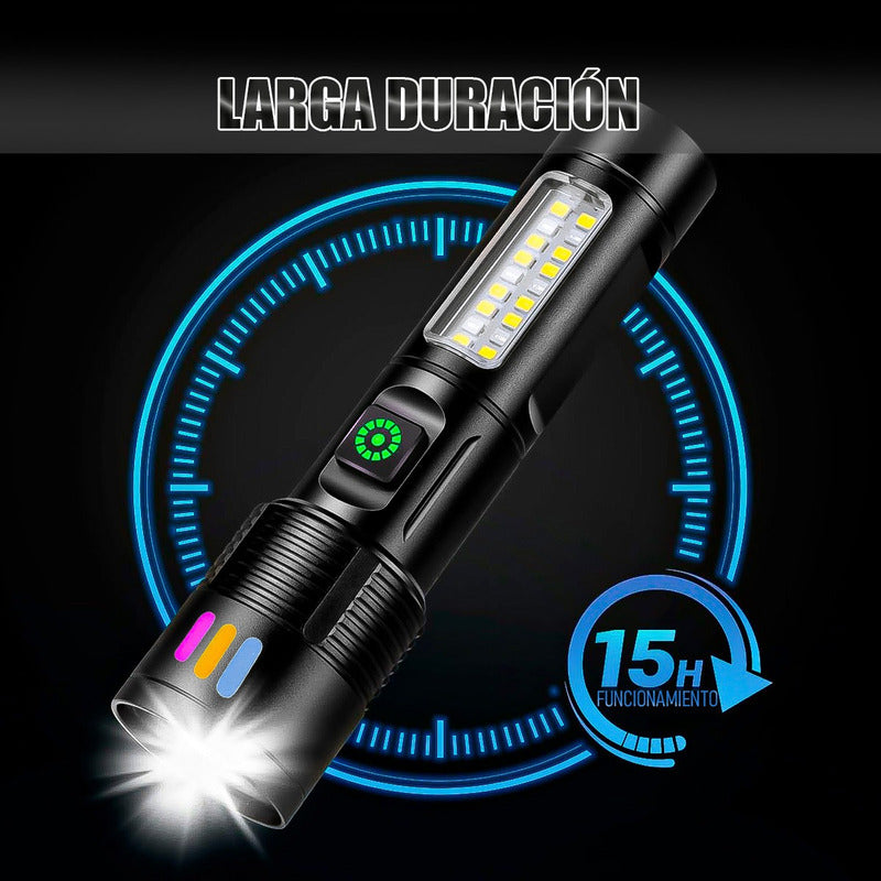 Linterna Recargable Linterna Led Pack 2 Linterna Tactica Led Blanco/rojo Negro
