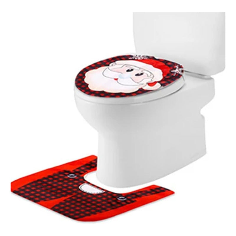 Set De Fundas Navideñas Juego De Baño Decoracion Navidad 2pz Diseño Santa