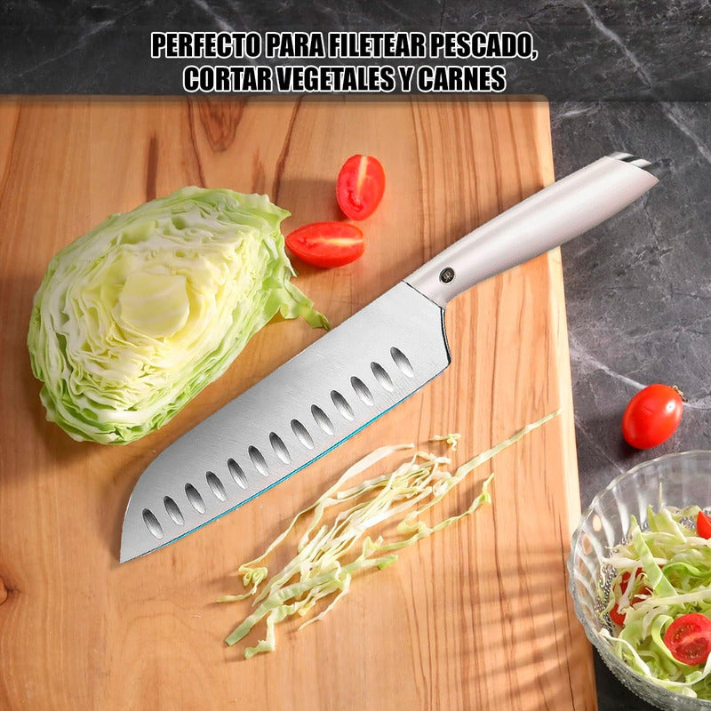 Cuchillo Carnicero Cuchillo De Cocina Cuchillo Chef Santoku Blanco