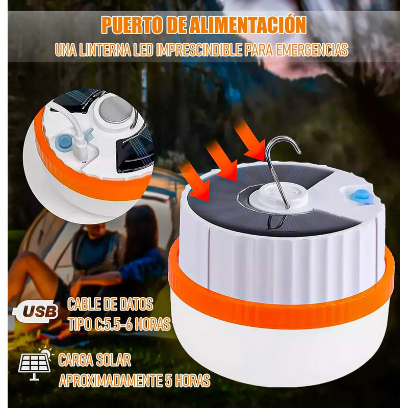 Lampara Para Camping Lampara Solar Recargable Lampara Impermeable Lamparas Solares Para Camping Abs 3.7v Aire Libre Ip65 Pack 2 Lampara Camping Solar 150w 380lm Usb 3 Modos Luz Okshop