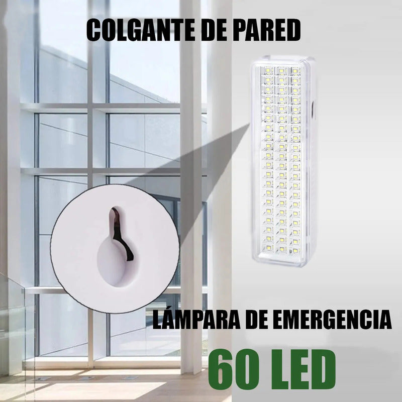 Luces De Emergencia Led Luces De Emergencia Recargable 60 Led Lamparas De Emergencia Recargables Batería Recargable Portátil Mango Ergonómico Abs Luz Campamento Blanco/negro Okshop