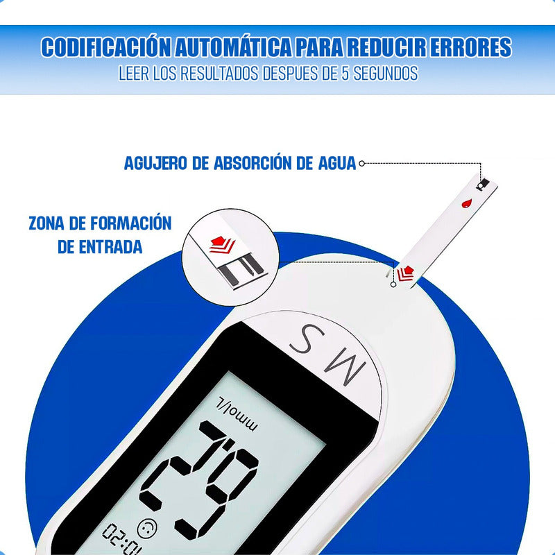 Medidor De Glucosa Digital Glucometro Maquina Medir Glucosa